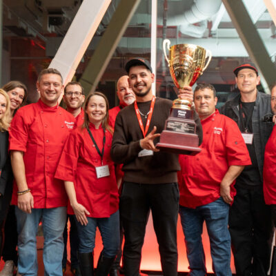 A group of winners from the Gold Pizza Competition