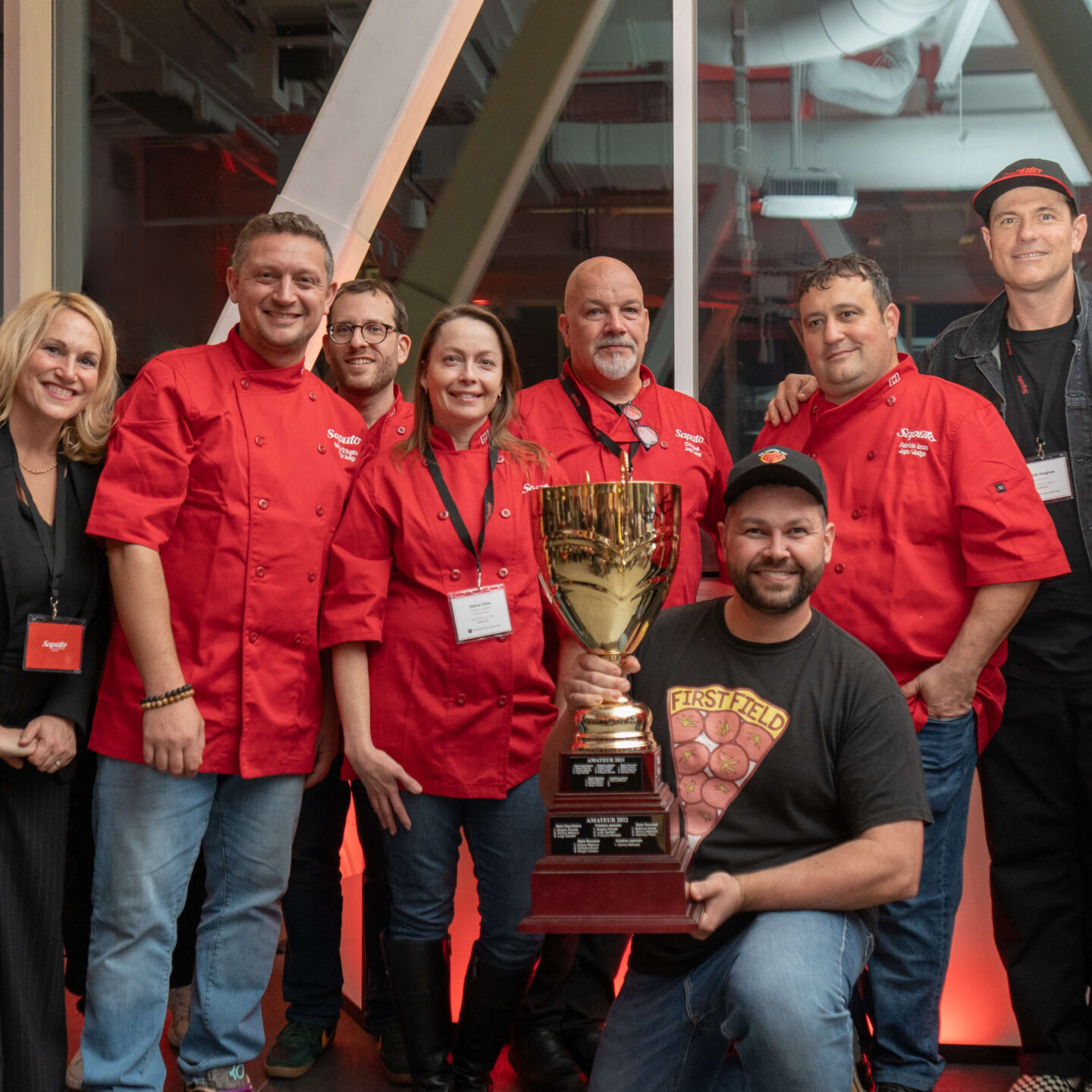 A winning team at the Gold Pizza Competition